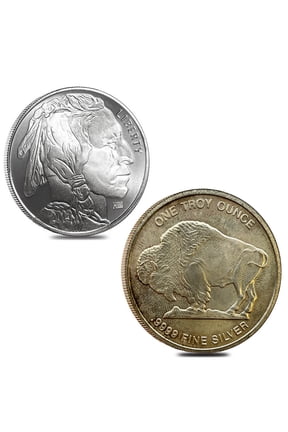 Lot of 2 - 1 oz Silver Generic Rounds .999 Fine (Varied Condition)