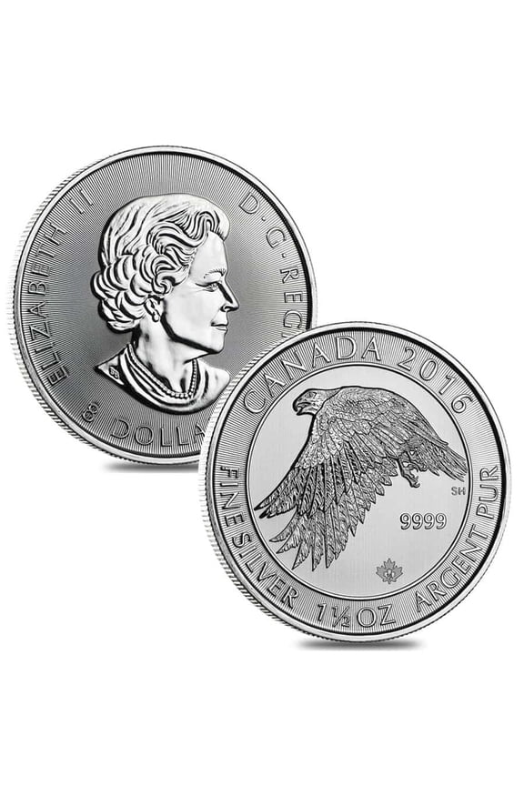 Lot of 2 - 2016 1.5 oz Canadian Silver White Falcon $8 Coin .9999 Fine BU