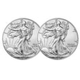Lot of 2 2024 1 American Silver Eagle 1 oz BU Coins