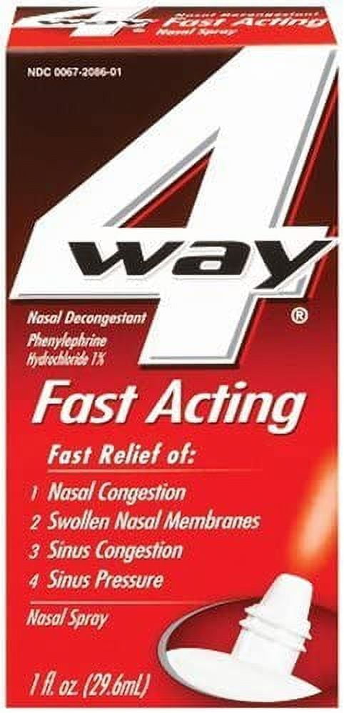 Lot of 2 - 4 Way Fast Acting Nasal Decongestant Spray 1 fl oz Bottles New 4/22