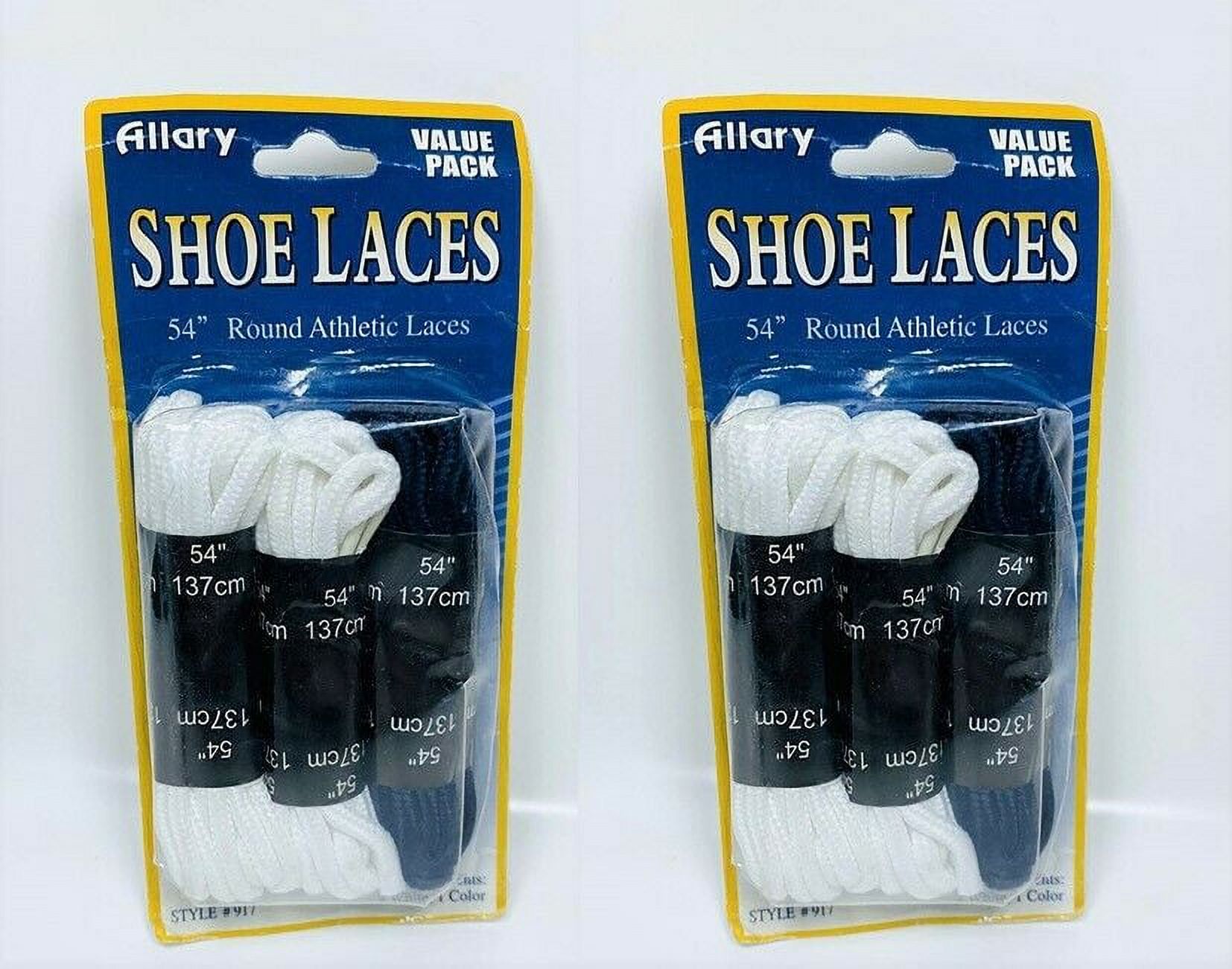 Lot of 2 Allary Athletic Laces, 54 Inch Round Athletic Shoe Laces (2Wht ...