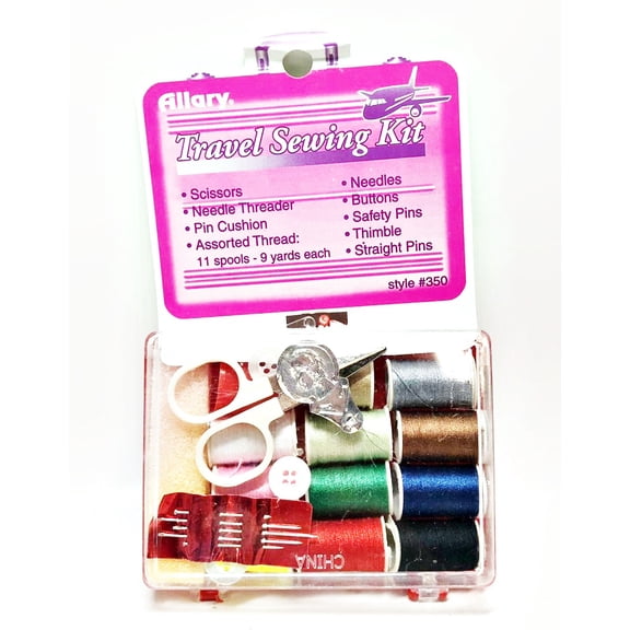 Lot of 2 Allary Home & Travel Sewing Kit in Reusable Case, Style #350