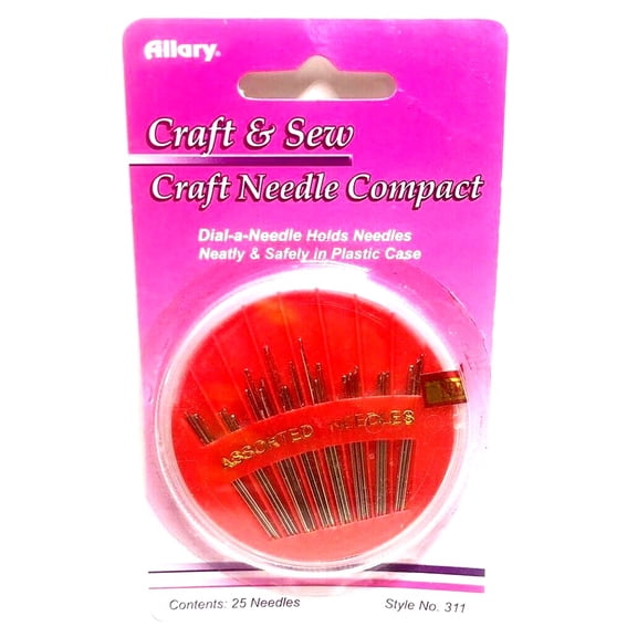 Lot of 2 Allary Style #311 Craft Needle Compact with Plastic Case, 25 Assorted Needles