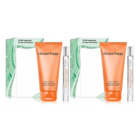 Lot of 2 Clinique 2-Pc. A Little Happiness Fragrance & Body Set include Happy Perfume Spray, 0.34 oz, Happy Body Cream, 2.5 oz.