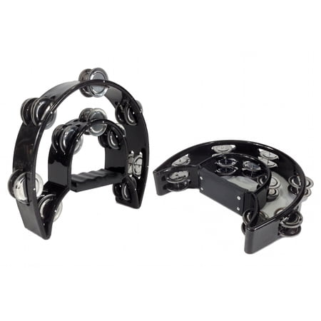Lot of 2 Double Row TAMBOURINE Metal Jingles Hand Held Ergonomic Handle