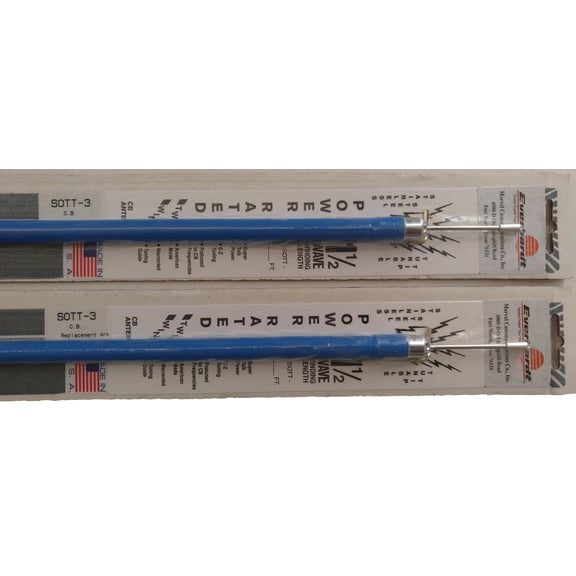 Lot of 2 Everhardt SOTT3-BL 1.5 Wave 3 ft Fiberglass Tuneable CB Antenna - Blue