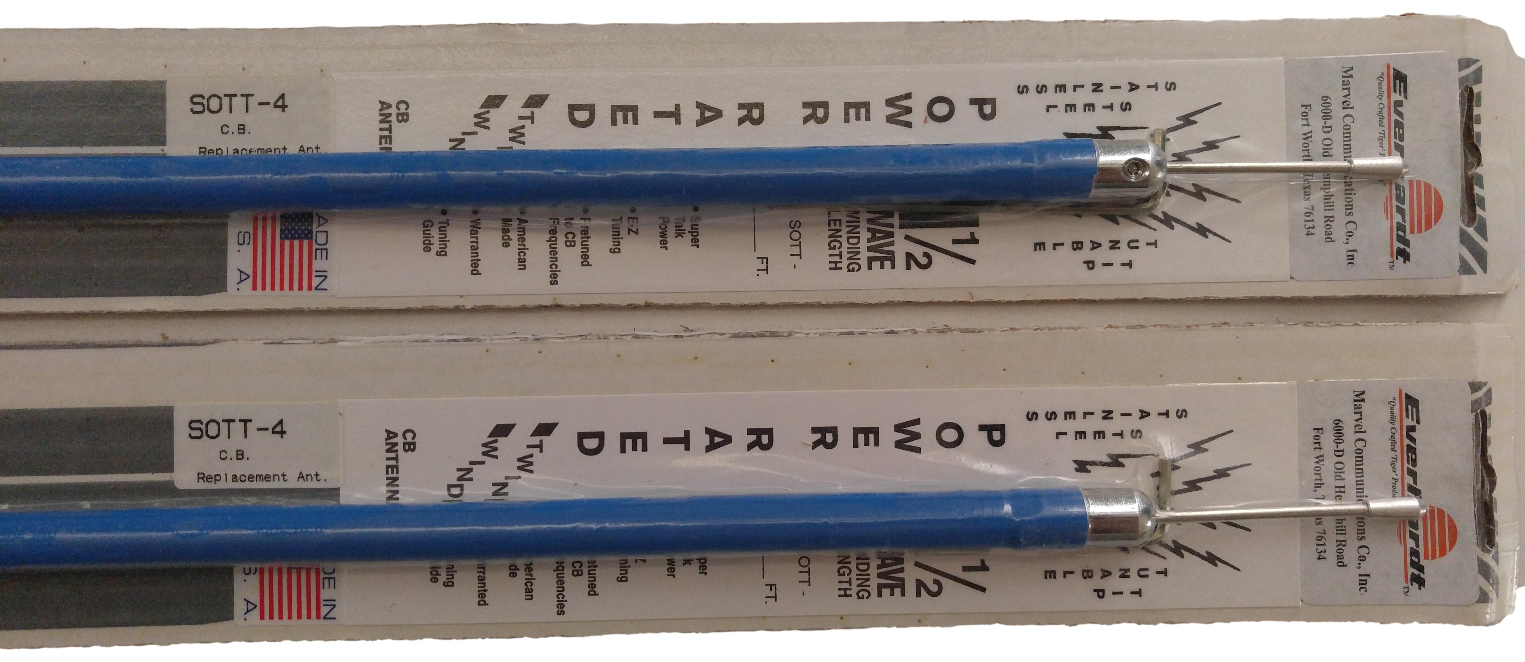 Lot of 2 Everhardt SOTT4-BL 1.5 Wave 4 ft Fiberglass Tuneable CB ...