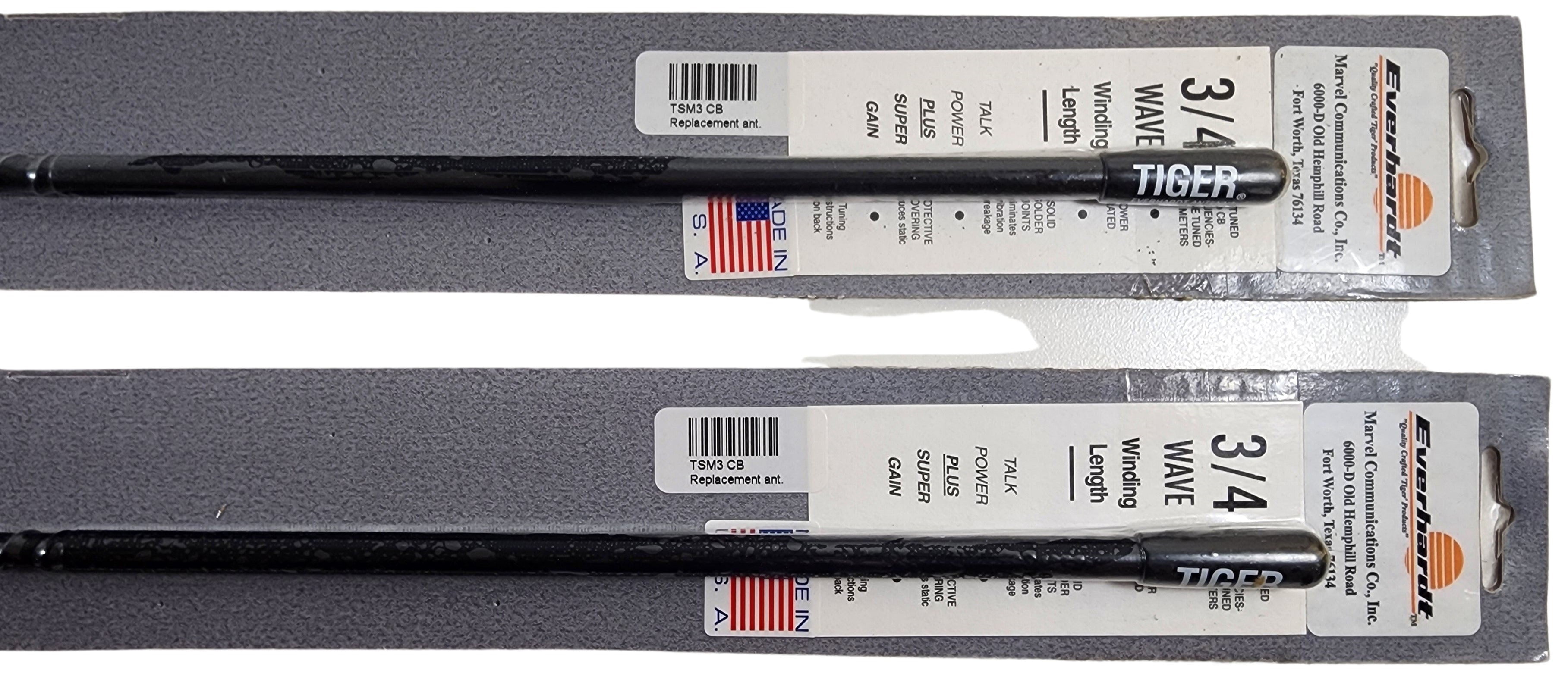 Lot of 2 Everhardt TSM3-B 3/4 Wave 3 ft Fiberglass “Super Flex” CB ...