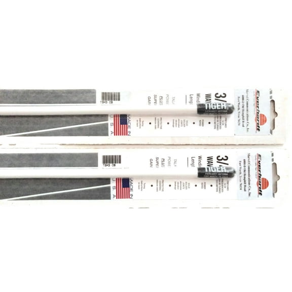 Lot of 2 Everhardt TSM3-W 3/4 Wave 3 ft Fiberglass Super Flex CB Radio Antenna - White