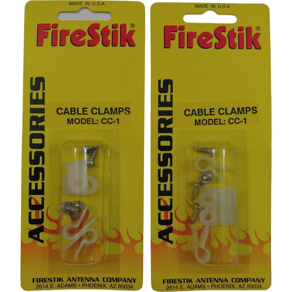 Lot of 2 Firestik CC-1 Clear Plastic CB Antenna Coax Cable Clamps 4 pcs Packs