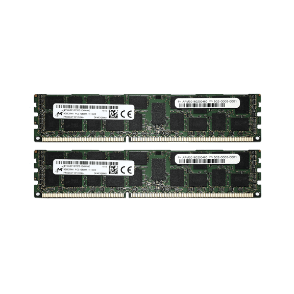 Lot of 2 Micron 8GB DDR3-1600 PC3-12800R ECC Registered Server RAM Kit