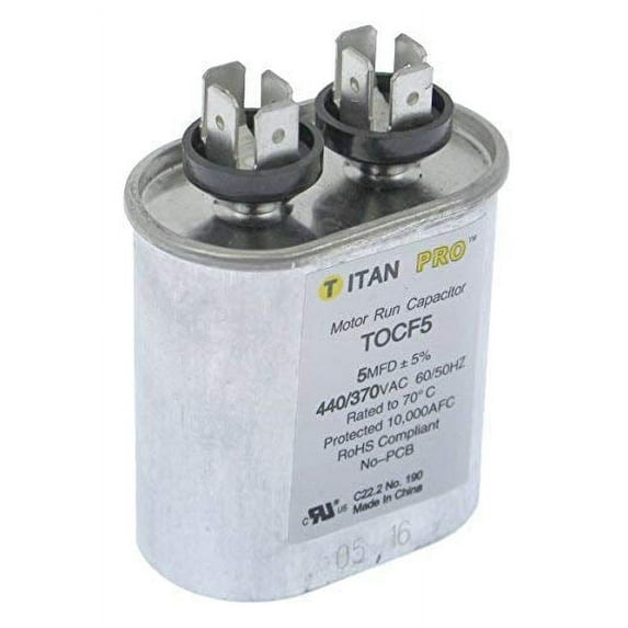 Lot of 2 Motor Run Capacitor, 5 MFD, 2-3/4 in. H