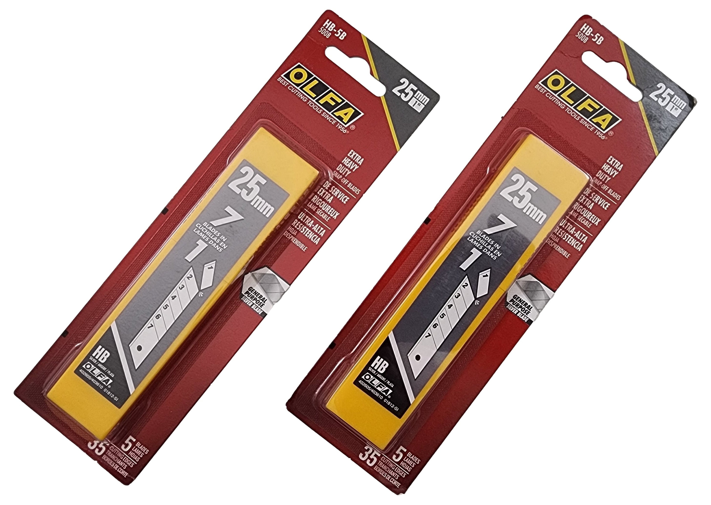 Lot of 2 OLFA 5008 HB-5B 25mm Extra Heavy Duty Snap-Off Blades, 5-Pack