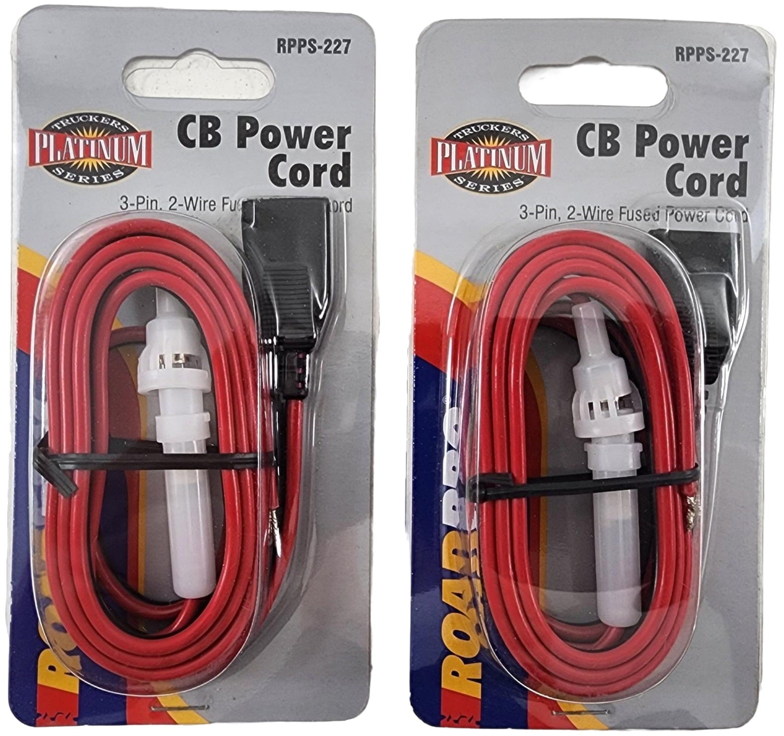 Power Card Electronics Lot of 2 RoadPro RPPS-227 3-Pin CB/HAM Radio Replacement Power Cord ...