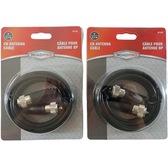 Lot of 2 Roadpro RP-9CC 9 Foot RG58 A/U CB/HAM Radio Antenna Coaxial Cables