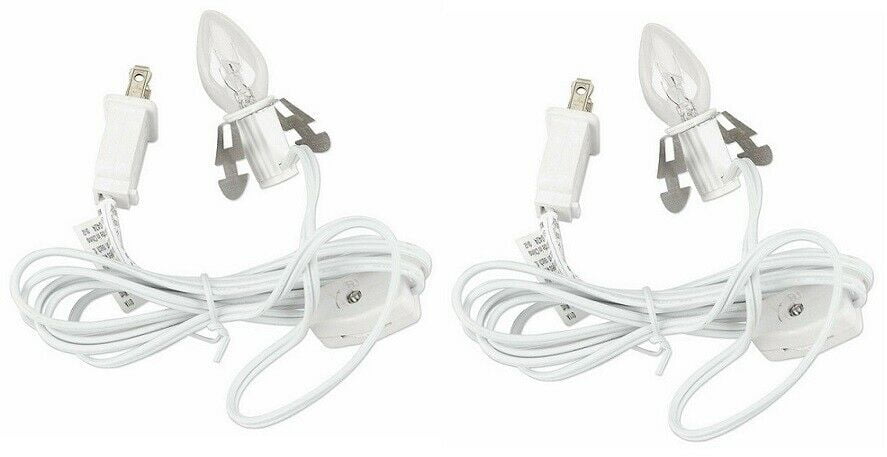 Lot of 2 ~ White Clip Lamp Light 6' Electric Cord w/Socket on/off ...