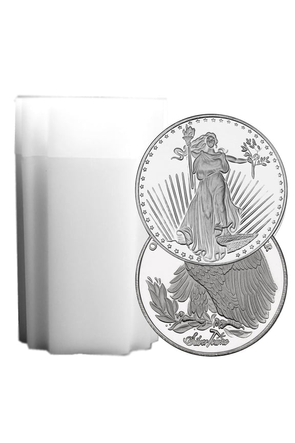 Lot of 20 - 1 Troy oz Saint Gaudens Design .999 Fine Silver Round Full Roll