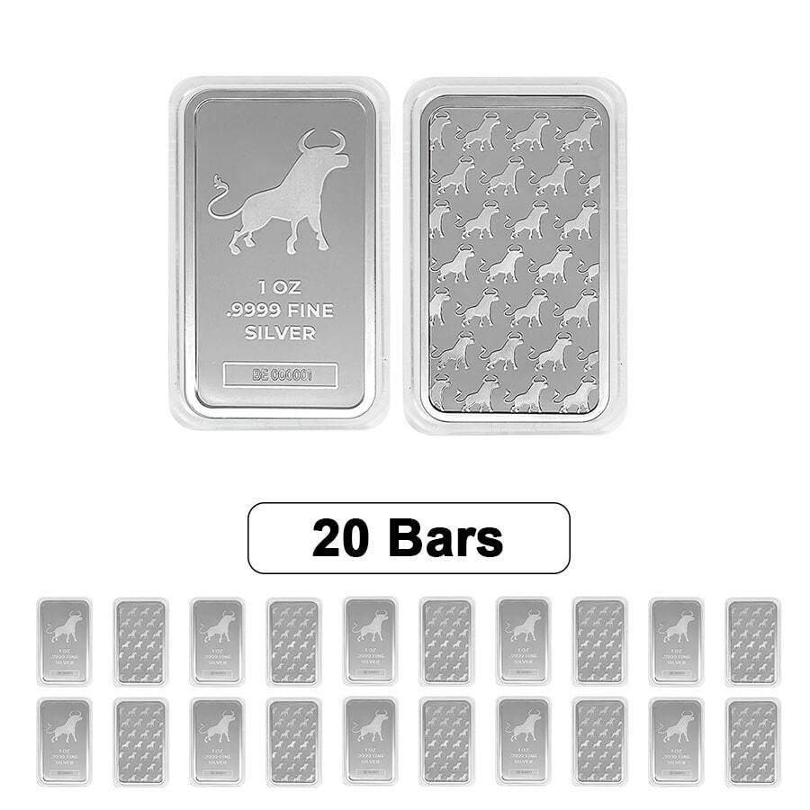 PRIVATE MINT Lot of 20 - 1 oz Bullion Exchanges Silver Bar .9999 Fine (in Cap)