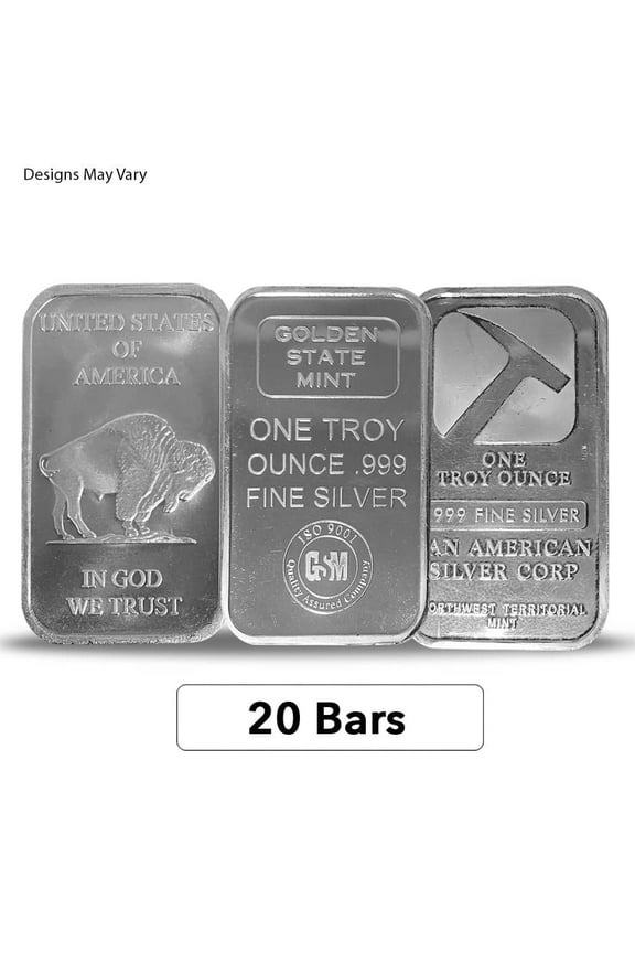 Lot of 20 - 1 oz Generic Silver Bar .999 Fine