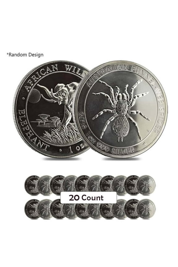 Lot of 20 - 1 oz Silver Coin Random Mint .999+ Fine (Milky, Scruffy, Toned)