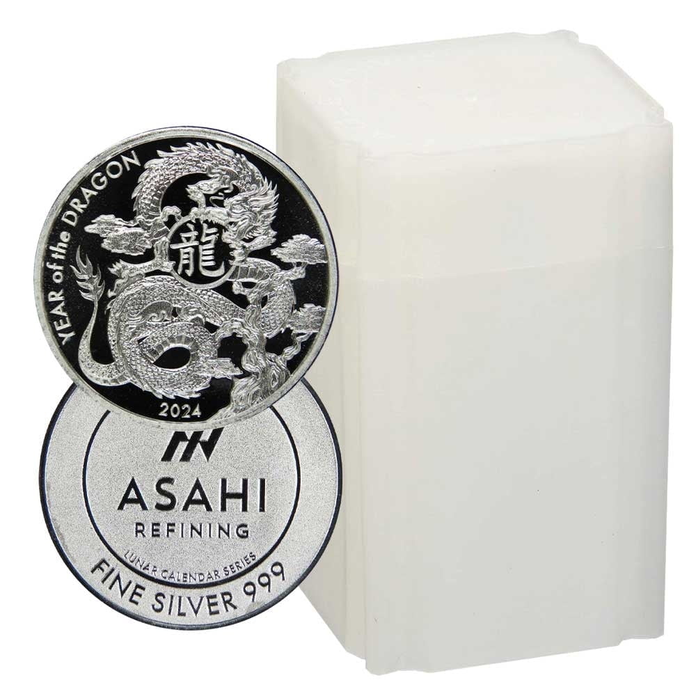 ASAHI INDUSTRY Roll of 20 - 2024 Asahi 1 oz Silver Dragon Round .999 Fine