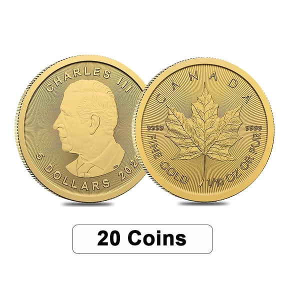 Lot of 20 - 2025 1/10 oz Canadian Gold Maple Leaf $5 Coin BU (Sealed)