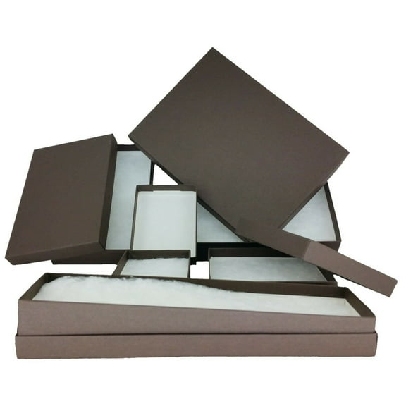 Lot of 20 50 100 Chocolate Brown Cotton Filled Jewelry Packaging Gift Boxes USA