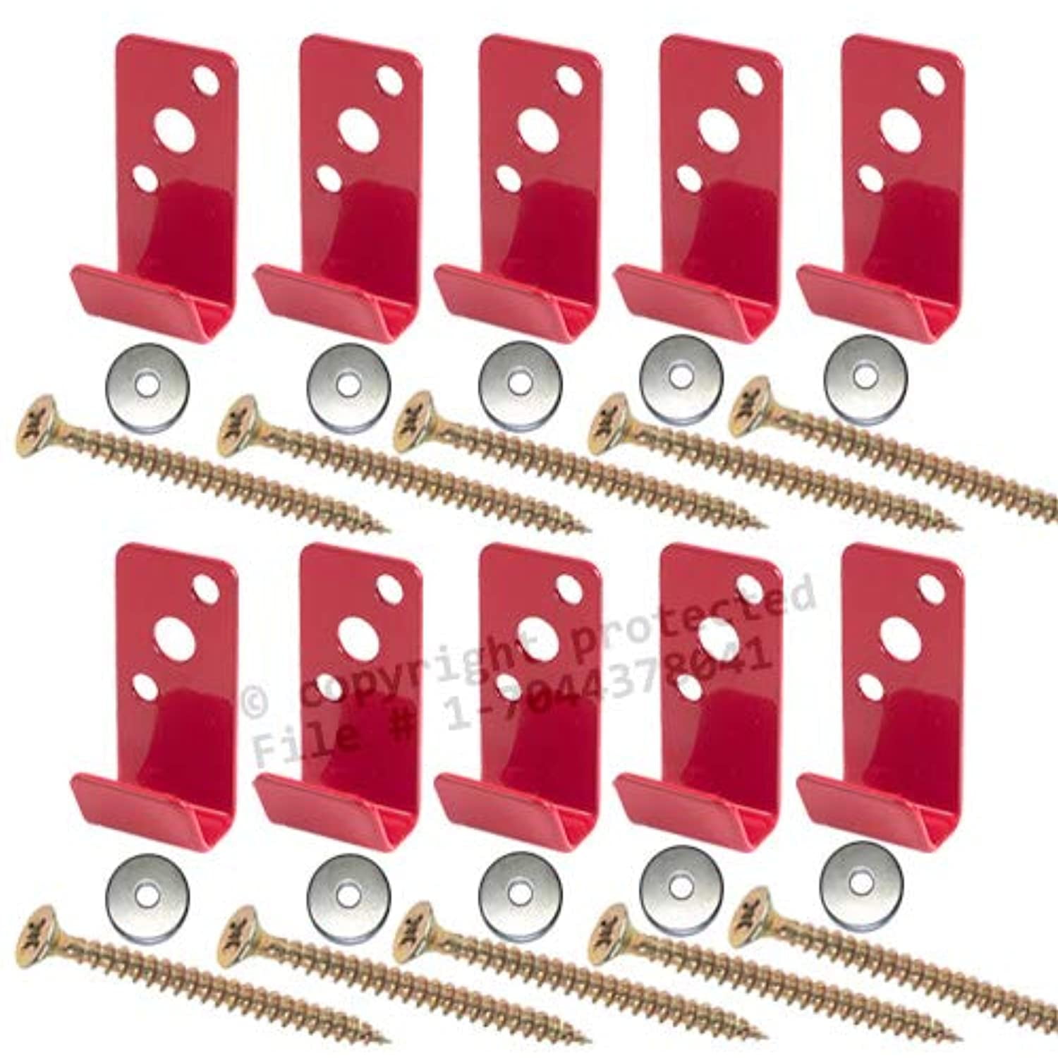 Lot of 4) Fire Extinguisher Bracket, Wall Hook, Mount, Hanger, Universal  from 2 1/2 to 5 Lb. Extinguishers, Universal For all Extinguishers with  Valve Body Slots, WITH SCREWS and WASHERS 