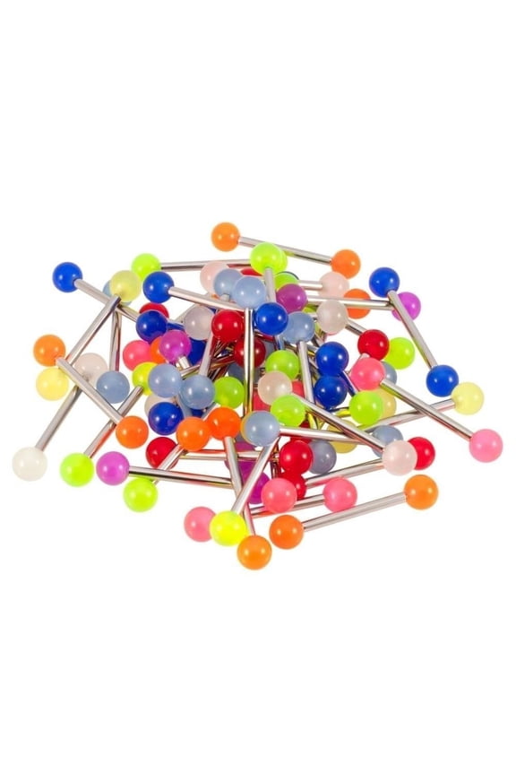 Lot of 20 Mixed GLOW-IN-THE-DARK  Barbells  - U.S. Seller 14G 5/8"