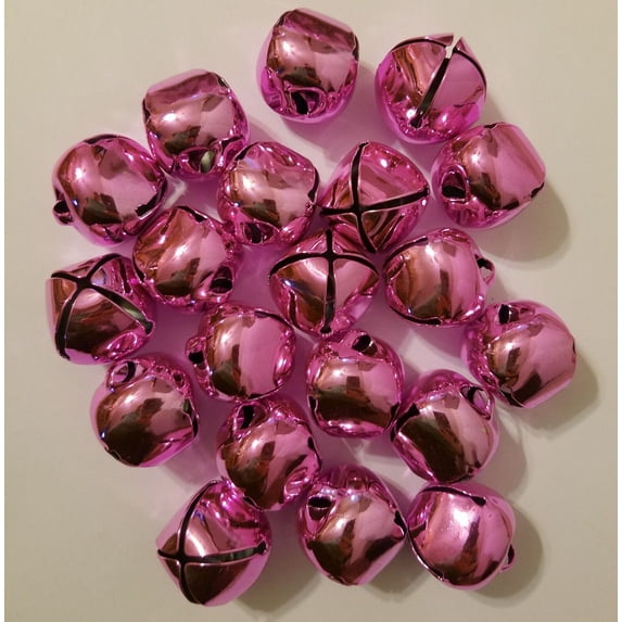 Lot of 20 pcs 30mm Bright Pink Shiny Metal Jingle Bells Christmas Crafts