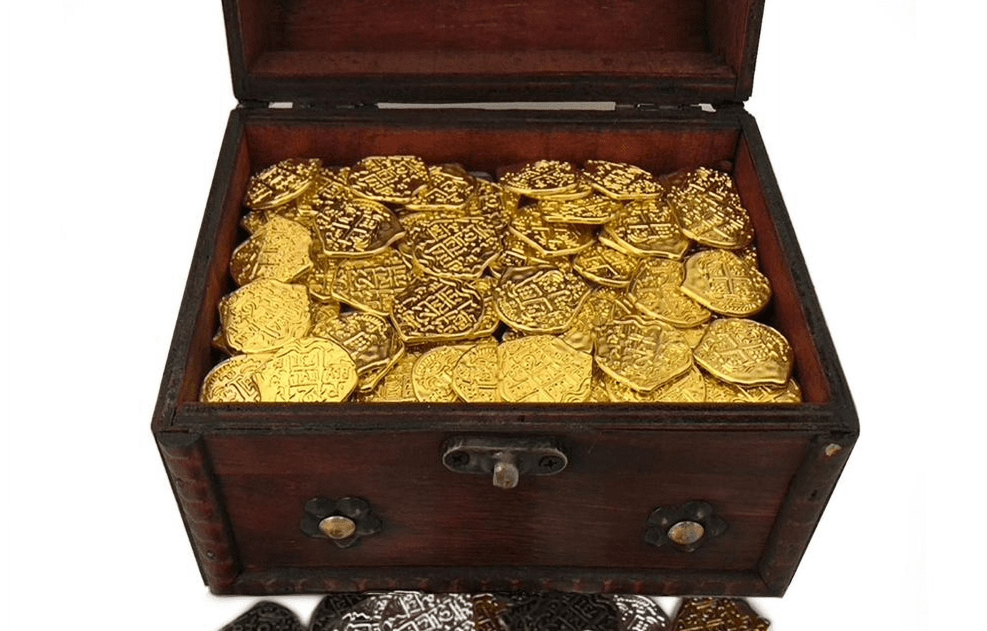 Lot of 200 Toy Metal Shiny Gold Pirate Coins with Treasure Chest ...