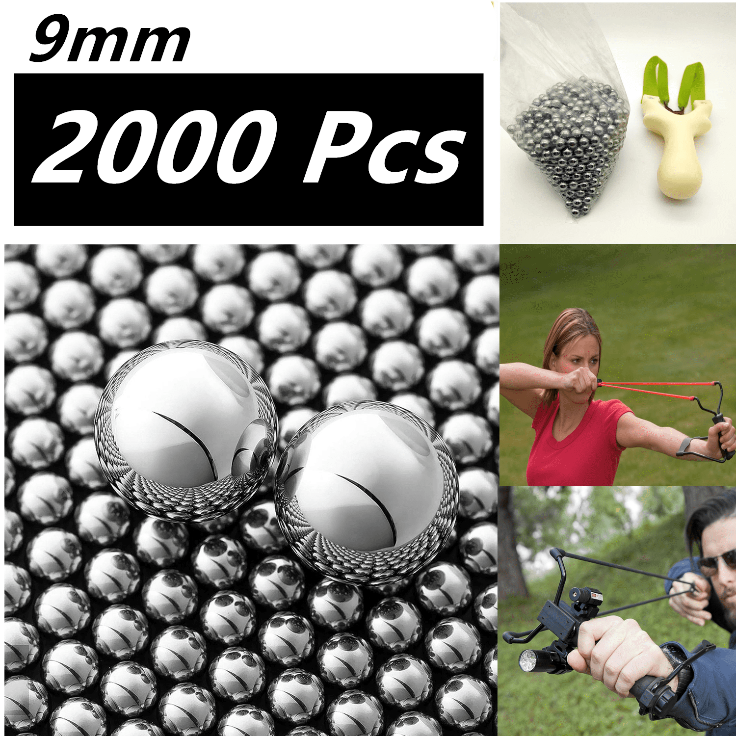 Lot of 2000 9MM Steel Ball For sling shot ammunition Ammo Slingshot