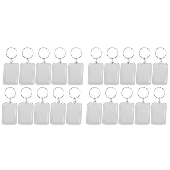 Lot of 20Pcs Keyring DIY Detachable White Rectangle Photo Frame Keyring 3.3X5cm