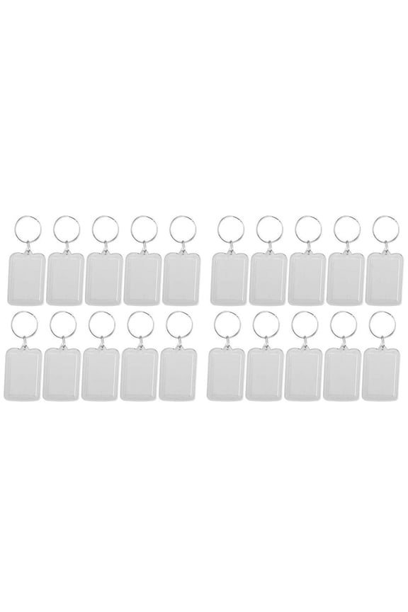 Lot of 20Pcs Keyring DIY Detachable White Rectangle Photo Frame Keyring 3.3X5cm