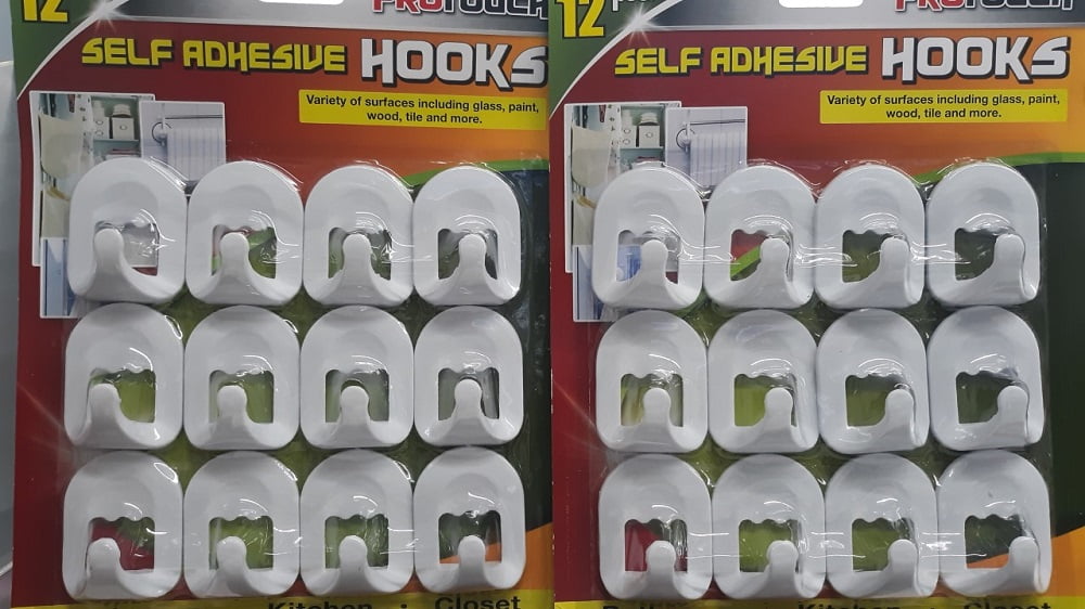 Lot of 24 Self Adhesive Hooks White Plastic 2 Bathroom Kitchen Closet