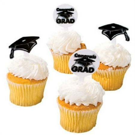 Lot of 24 White Congrats Grad Graduation Food Snack Appetizer Party Picks