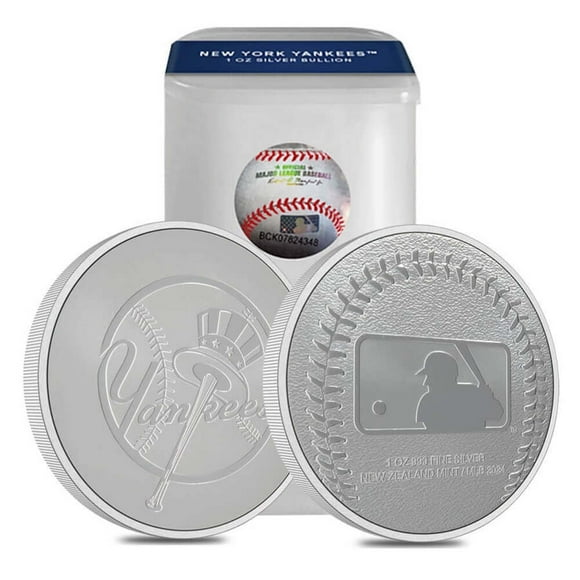 Lot of 25 - 2024 New Zealand 1 oz NY Yankees Baseball Silver Round .999 Fine