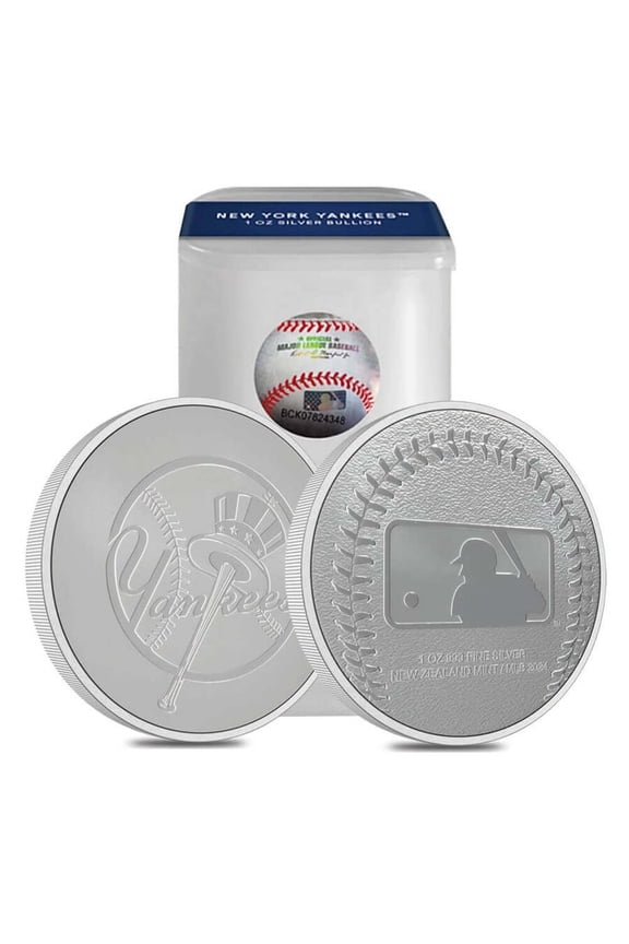 Lot of 25 - 2024 New Zealand 1 oz NY Yankees Baseball Silver Round .999 Fine