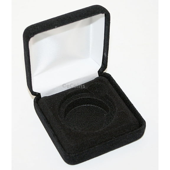 Lot of 25 Black Felt COIN DISPLAY GIFT METAL BOX holds 1-IKE or Silver Eagle ASE