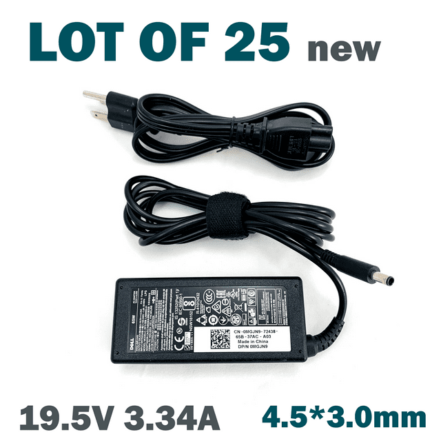 Lot of 25 NEW Genuine Dell 65W AC Power Adapter 19.5V 3.34A 4.5*3.0mm w