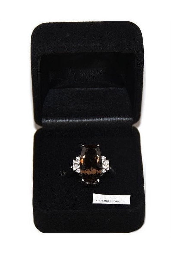 Lot of 25 Pieces Women's Genuine Smoky Topaz & White CZ Ring # 10