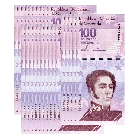 Lot of 25 Venezuela 100 Digitales Banknotes 2021 UNC 100 Million Bolivars Uncirculated with COA