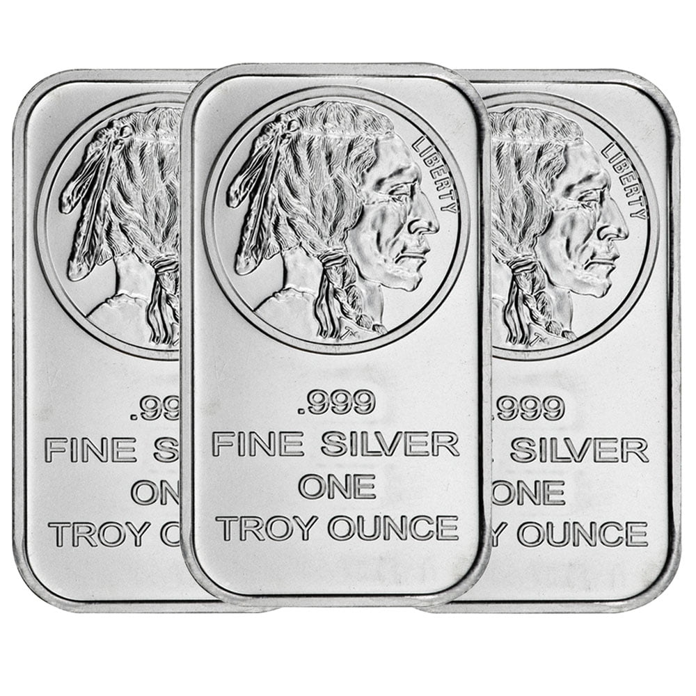 SILVERTOWNE MINT Lot of 3 - 1 Troy oz Buffalo .999 Fine Silver Bar Sealed