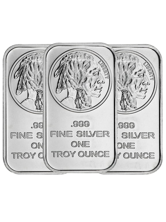 Lot of 3 - 1 Troy oz Buffalo .999 Fine Silver Bar Sealed