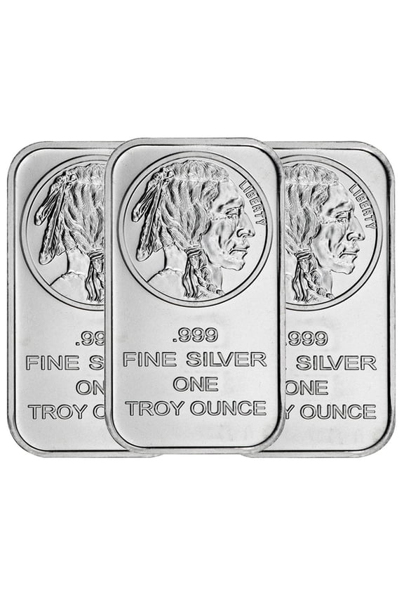 Lot of 3 - 1 Troy oz Buffalo .999 Fine Silver Bar Sealed