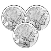 Lot of 3 - 1 Troy oz Sunshine Mint Buffalo .999 Silver Round Mint Mark SI
