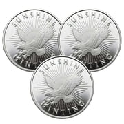 Lot of 3 - 1 Troy oz Sunshine Minting .999 Fine Silver Round Mint Mark SI