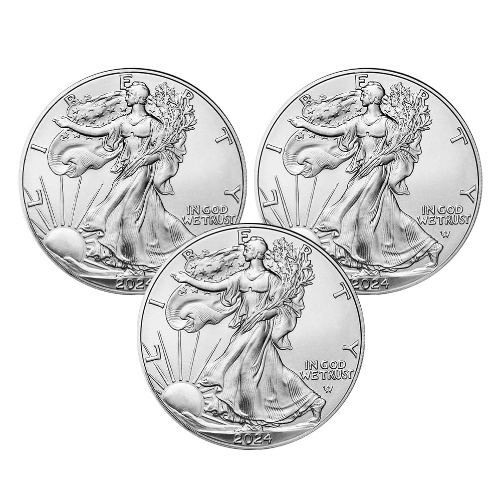 UNITED STATES MINT Lot of 3 - 2024 $1 American Silver Eagle 1 oz BU