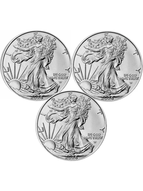 Lot of 3 - 2026 1 oz .999 Fine Silver American Eagle $1 Coin BU