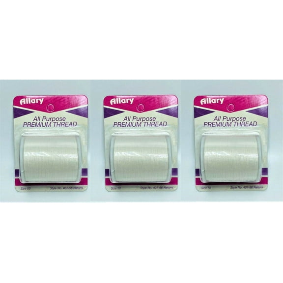Lot of 3 Allary Cotton Covered Premium Thread Size 50 NATURAL